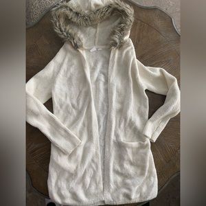 Gap girls cardigan with fur hood